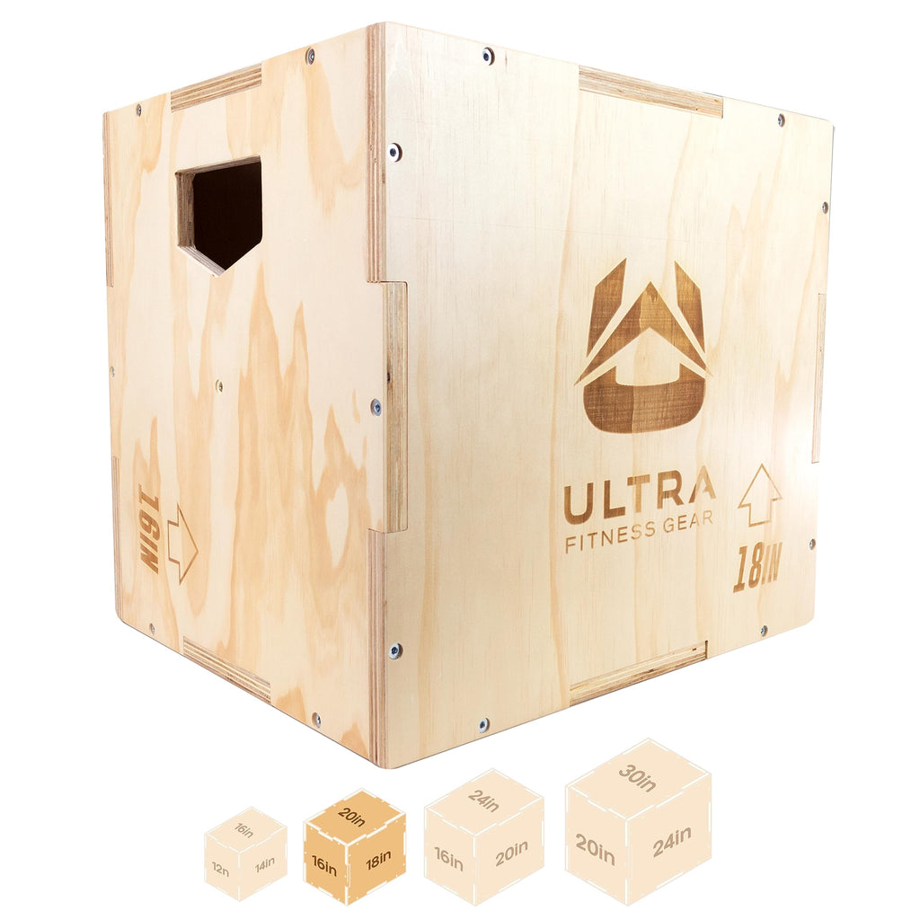 Ultra Fitness Gear Wooden Plyo Box, 31 Plyometric Jump Training Squat, Step Up, Jumps & More Workout Size S, M, L, XL