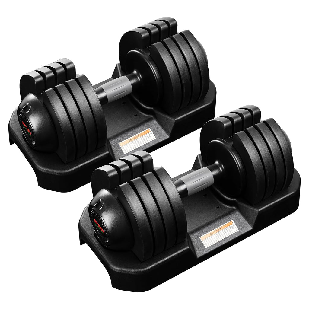 52LBS Single/Pair Adjustable Dumbbells Set Premium Rubber Coated Dumbbell Set with Secure Locking Mechanism for Safe & Customizable Strength Training