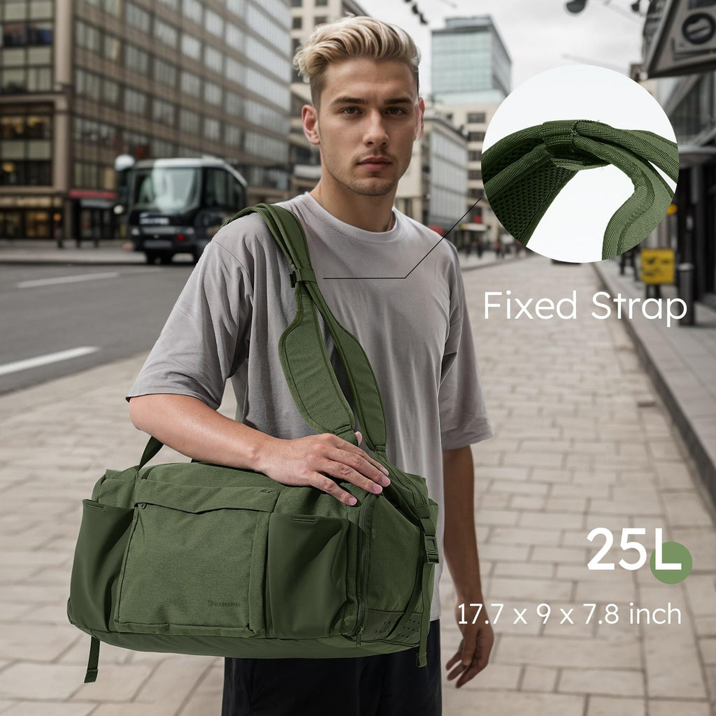 Gym Bag for Men with 2 Upgraded Bottle Holders Convertible Duffle Bag and Gym Backpack Waterproof Sports Bags with Shoes Compartment and Wet Pocket - Black