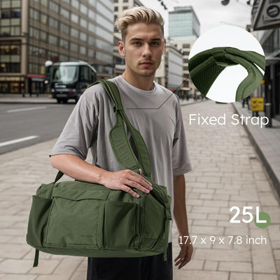 Gym Bag for Men with 2 Upgraded Bottle Holders Convertible Duffle Bag and Gym Backpack Waterproof Sports Bags with Shoes Compartment and Wet Pocket - Black