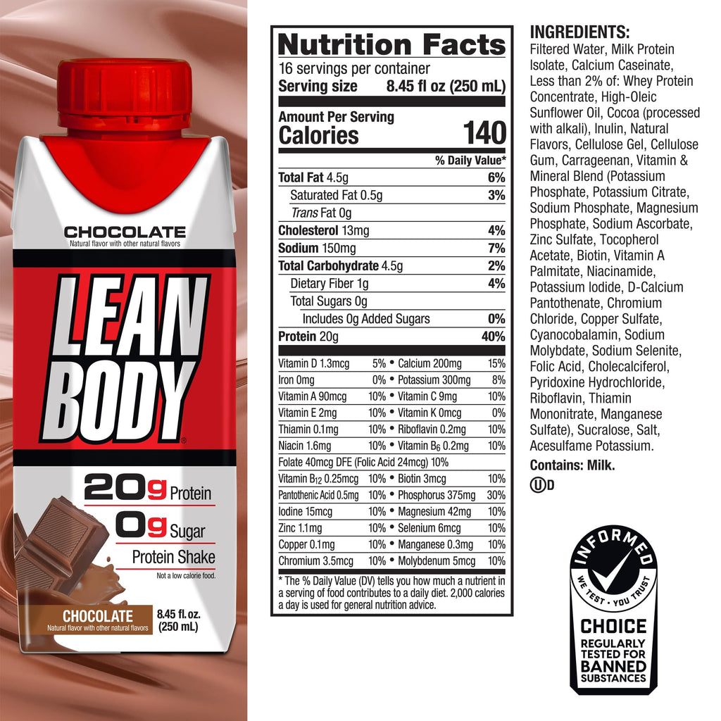 Labrada Lean Body Ready-to-Drink Cookies and Cream Protein Shake, 40g Protein, Whey Blend , 0 Sugar, Gluten No, 22 Vitamins & Minerals, (Recyclable Carton & Lid - Pack of 12) LABRADA , 17 Fl Oz (Pack of 12)