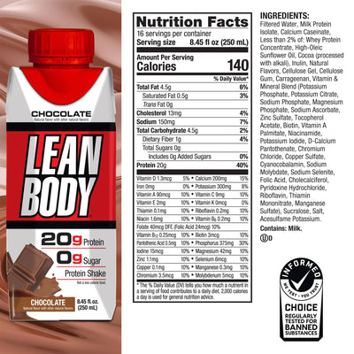 Labrada Lean Body Ready-to-Drink Cookies and Cream Protein Shake, 40g Protein, Whey Blend , 0 Sugar, Gluten No, 22 Vitamins & Minerals, (Recyclable Carton & Lid - Pack of 12) LABRADA , 17 Fl Oz (Pack of 12)