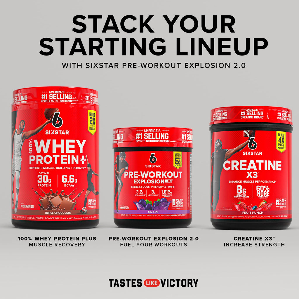 Six Star Pre-Workout Powder for Men & Women, Fruit Punch (30 Servings) - Preworkout Explosion 2.0 Energy Powder Drink Mix with Beta-Alanine & Caffeine - Sports Nutrition Supplement Products