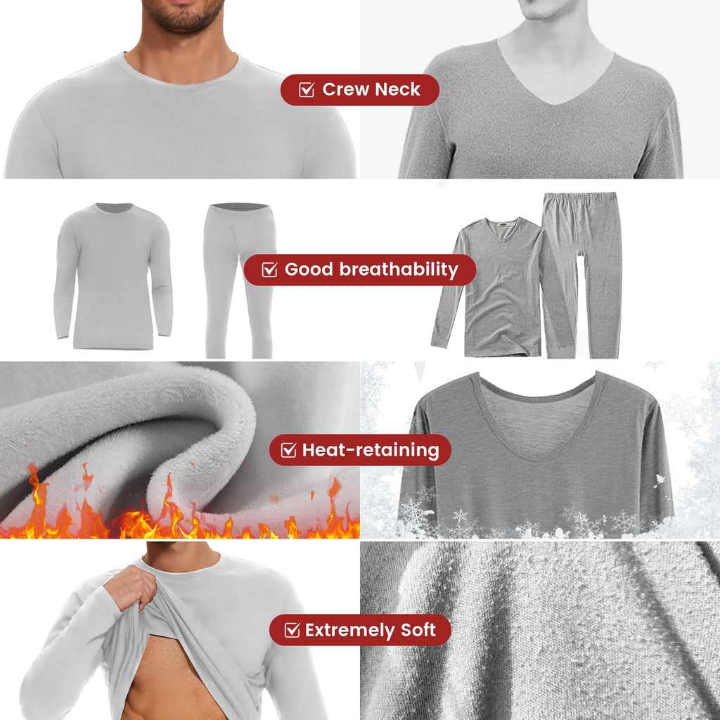 Thermal Underwear for Men Long Johns Set - Fleece Lined Base Layer for Cold Weather Winter Clothes