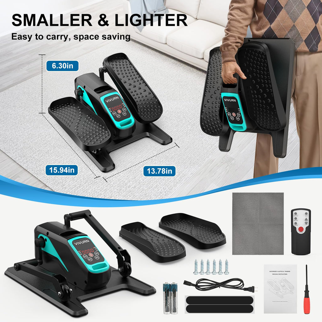 VIVURN-018 Under Desk Elliptical 12 Speed 5 Modes Mini Motorized Leg Exerciser While Sitting for Seniors As Seen on TV with Non-Slip Mat Quiet & Portable Electric Pedal Exerciser for Home and Office