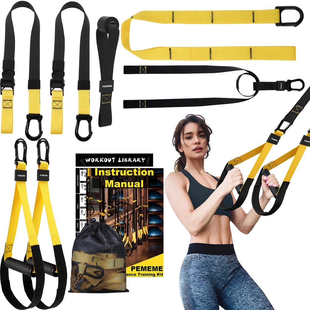 Home Resistance Training Kit | Full-Body Workout with Suspension Trainer Straps, Door Anchor, Handles, and Carrying Bag | Complete Home Gym Equipment
