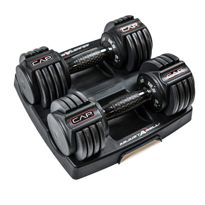 CAP Barbell ADJUSTABELL Adjustable Round Dumbbell Weights - Singles & Pairs | 12.5 lb, 25 lb & 55 lb | Multiple Handle Options