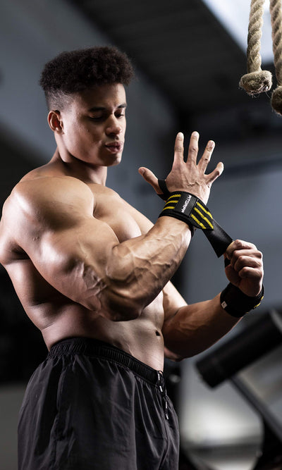 Fitgriff® Wrist Wraps for Weightlifting (18") Heavy-Duty Support for Gym, Bench Press, and Pushups (1 Pair) - for Men and Women (Black)