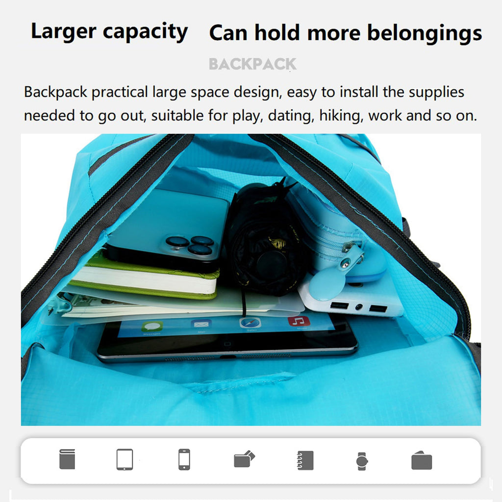 16L Lightweight Foldable Hiking-Backpack Small Packable-Daypack For Travel,Ultralight Water-Resistant Gym Bag Men Women Easy Carry-on (Royal Blue)