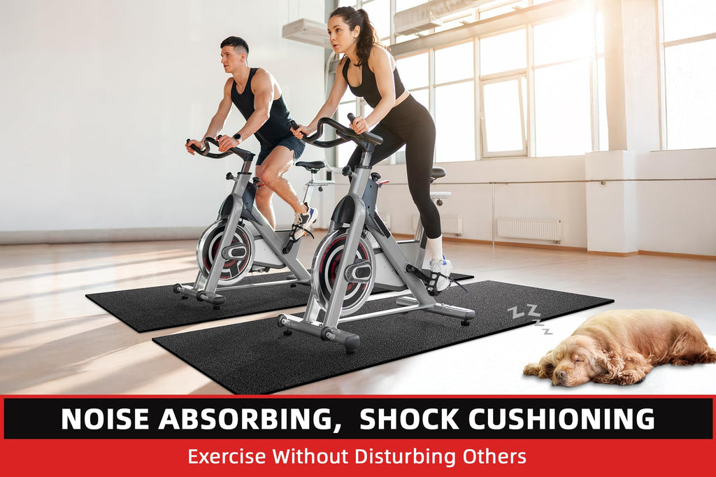 Treadmill Mat, 7'x3'/6'x3'/6'x2.5'/5.6'x2'/4'x2', 6mm Thick Exercise Equipment Gym Mat for Hardwood FloorCarpet, Compatible with Peloton Bike, Indoor Spin Bike, Elliptical