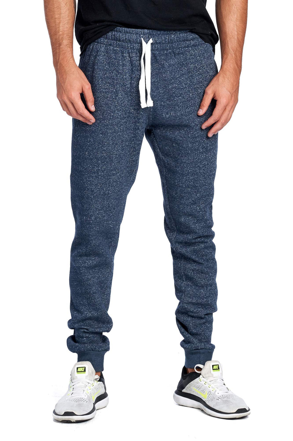 PROGO USA Men's Joggers Sweatpants Basic Fleece Marled Jogger Pant Elastic Waist