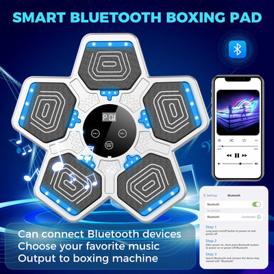 2025 Music Boxing Machine for Adults and Kids, Smart Bluetooth Boxing Training Equipment with Gloves Wall Mounted, Workout Punching Machine for Home,Office and Gym