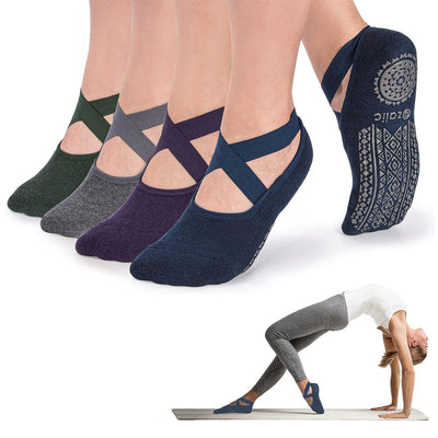 Ozaiic Pilates Socks for Women Non Slip Grip, Yoga Socks with Grippers for Barre, Hospital, Ballet, Dance, Barefoot Workout