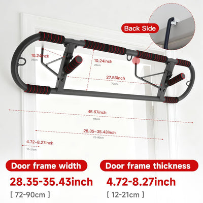Adjustable Pull-Up Bar for Doorway - Heavy Duty, No Screw Installation, Multi-Function for Home Gym, Strength Training, JARGUUO