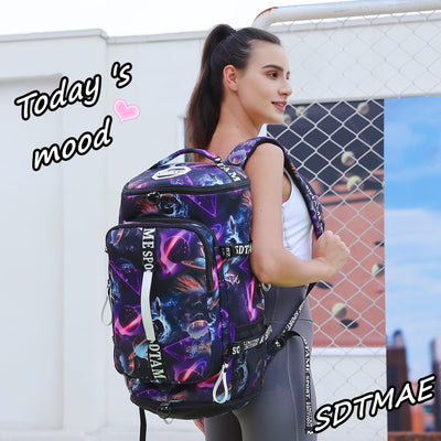 Gym Duffle Bag Backpack with Shoe Compartment,4 ways Travel Backpack for Women and Men,Multi-Functional Weekender bag with Waterproof Layer&Laptop Compartment for Fitness, Travel,Camping