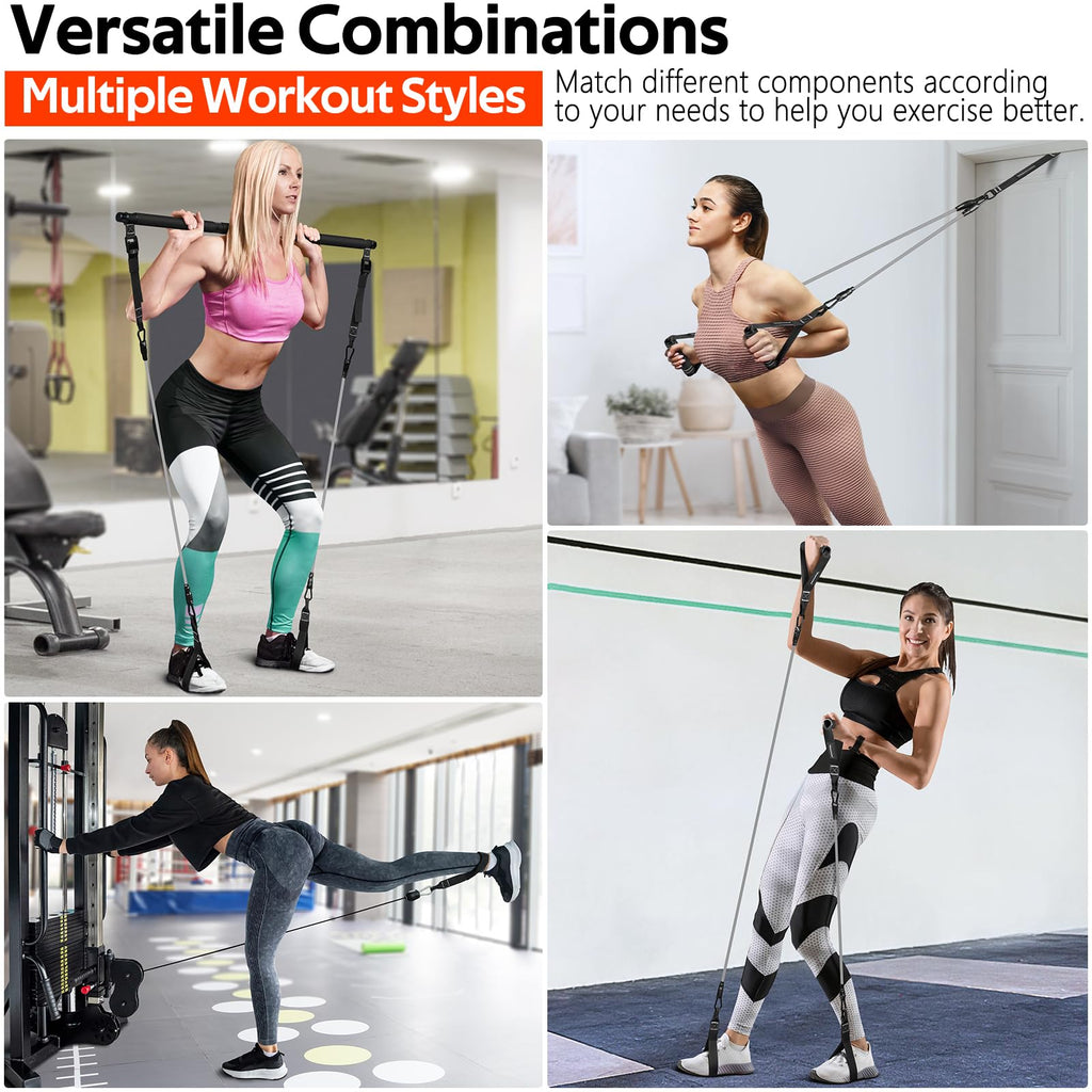 Pilates Bar Kit with Resistance Bands, Multifunctional Pilates Bar for Women & Men with Heavy-Duty Metal Adjustment Buckle, Pilates Home Equipment for Full BodyWorkouts