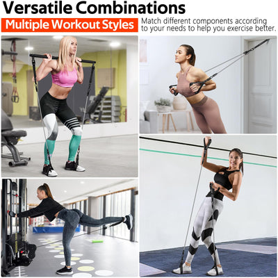 Pilates Bar Kit with Resistance Bands, Multifunctional Pilates Bar for Women & Men with Heavy-Duty Metal Adjustment Buckle, Pilates Home Equipment for Full BodyWorkouts