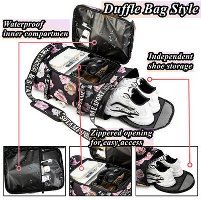 Gym Duffle Bag Backpack with Shoe Compartment,4 ways Travel Backpack for Women and Men,Multi-Functional Weekender bag with Waterproof Layer&Laptop Compartment for Fitness, Travel,Camping