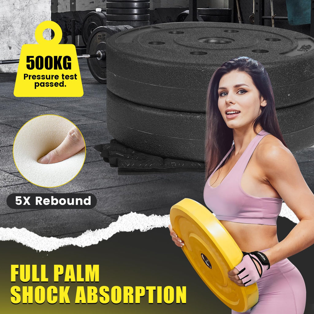 Ventilated Weight Lifting Gloves, Thick Padded Workout Gym Gloves with Full Palm Protection & Grip & Shock Absorption for Women & Men's Fitness Exercise Training