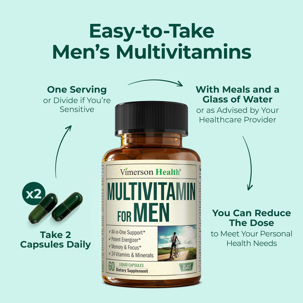 Multivitamin for Men – Methylated Mens Multivitamins & Multiminerals Capsules with Vitamin B12, A, D, C, Zinc, Magnesium & More for Complete Daily Support – High Potency Bioavailable Vitamins for Men