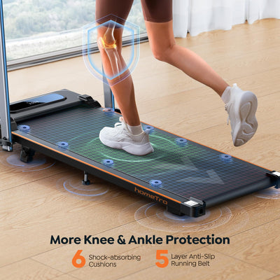 Foldable Treadmill with 7% Incline, 2.5HP Portable Under Desk Walking Pad with 0.6-7.5MPH, Handle, Remote and App Control, 265lbs Maximum Capacity for Home, Office