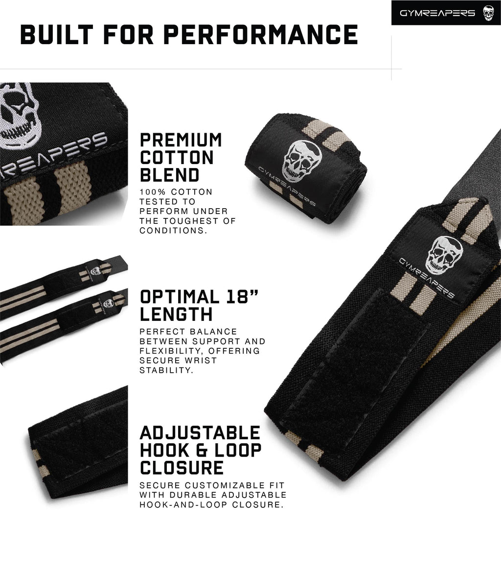 Gymreapers Weightlifting Wrist Wraps (IPF Approved) 18" Professional Quality Wrist Support with Heavy Duty Thumb Loop - Best Wrap for Powerlifting Competition, Strength Training, Bodybuilding