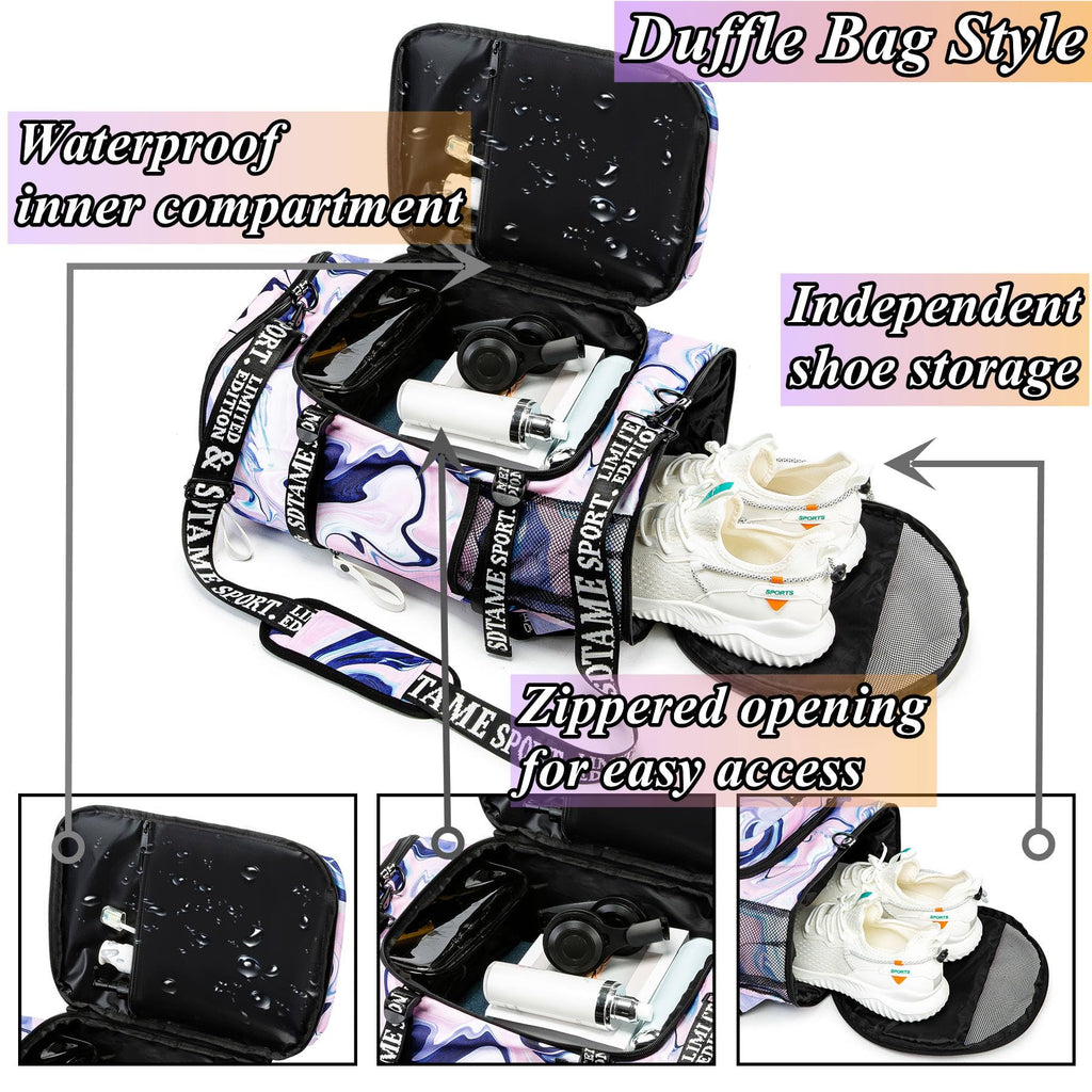 Gym Duffle Bag Backpack with Shoe Compartment,4 ways Travel Backpack for Women and Men,Multi-Functional Weekender bag with Waterproof Layer&Laptop Compartment for Fitness, Travel,Camping