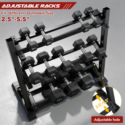 Zlinke 3-Tier Dumbbell Rack Multilevel Weight Storage Organizer for Home Gym, Weight Rack for Dumbbells, Kettlebells,1100LBS Capacity (Rack Only)