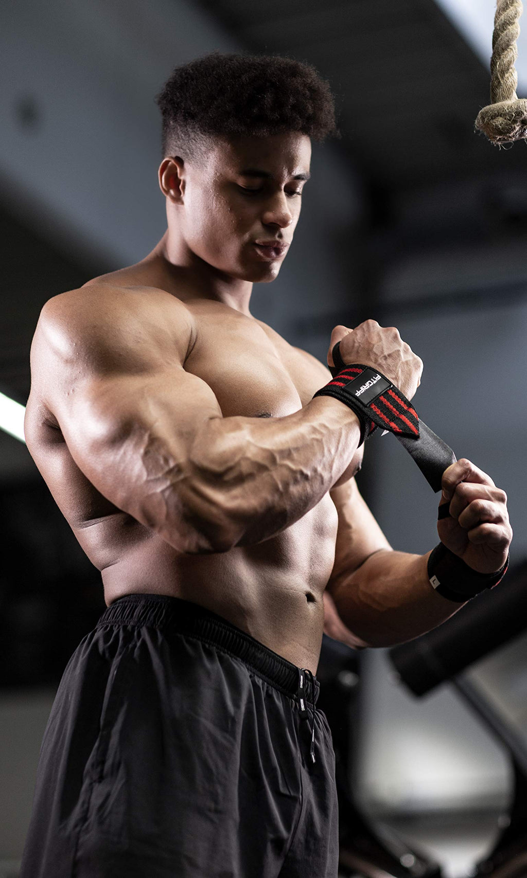 Fitgriff® Wrist Wraps for Weightlifting (18") Heavy-Duty Support for Gym, Bench Press, and Pushups (1 Pair) - for Men and Women (Black)