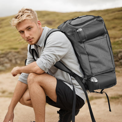 Gym Bag for Men with 2 Upgraded Bottle Holders Convertible Duffle Bag and Gym Backpack Waterproof Sports Bags with Shoes Compartment and Wet Pocket - Black