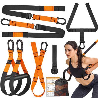 Home Resistance Training Kit, Suspension Trainer Straps with Adjustable Extension, Door Anchor, and Carry Bag – Strength Training Equipment for Full Body Bodyweight Workouts at Home or Outdoors