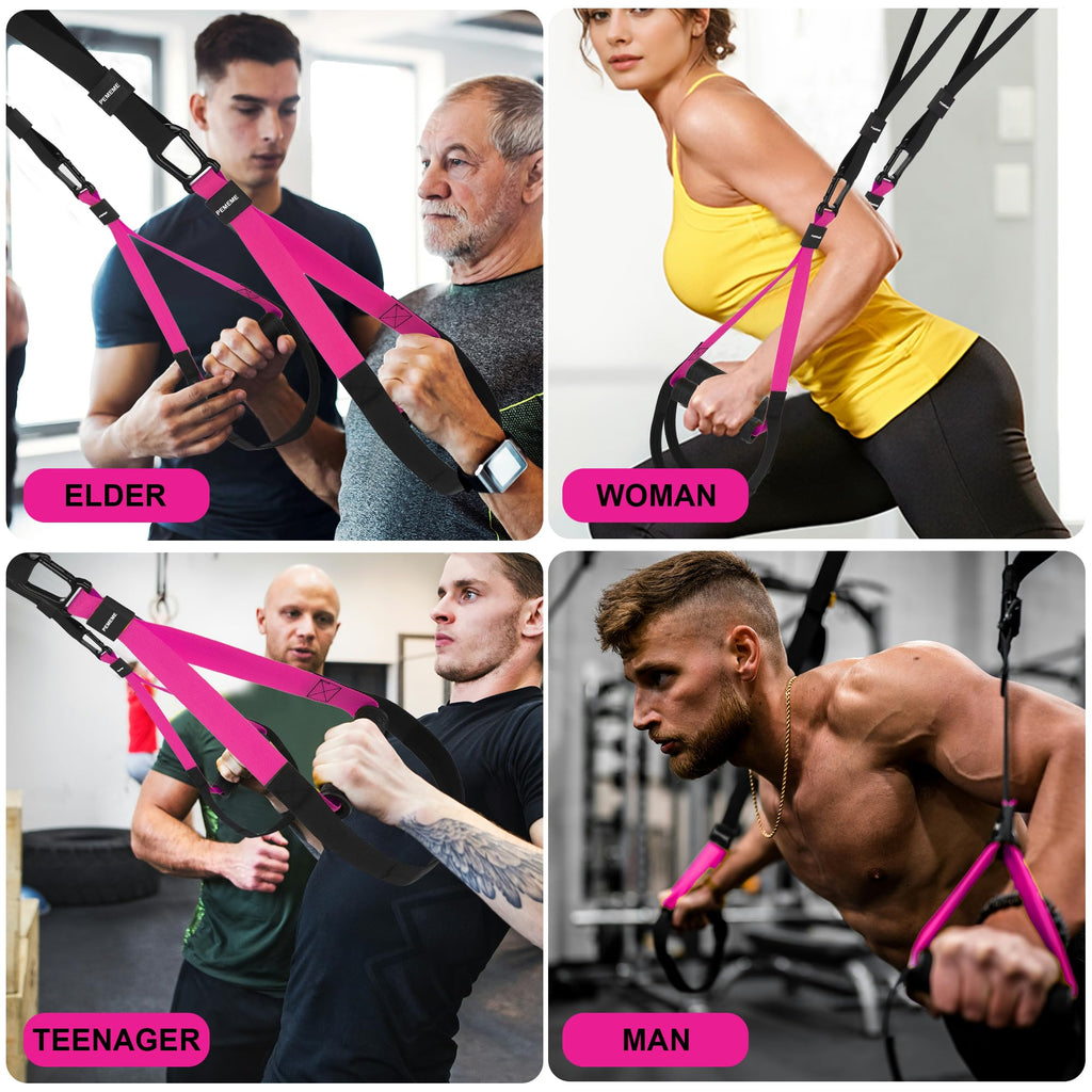Home Resistance Training Kit | Full-Body Workout with Suspension Trainer Straps, Door Anchor, Handles, and Carrying Bag | Complete Home Gym Equipment