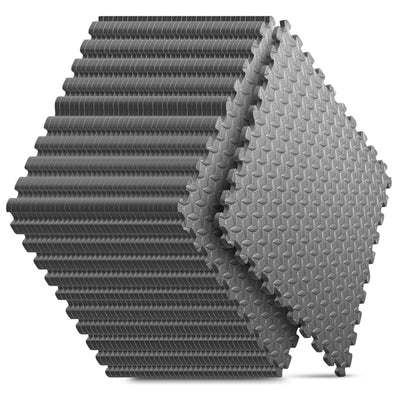 Home Gym Mat, Puzzle Exercise Mat, EVA Interlocking Foam Floor Tiles for Home Workout Equipment and Kids' Play Areas - Grey, 24 in x 24 in x ½ in - 12 Tiles (Grey, 12 Pack, 48 SQ FT)