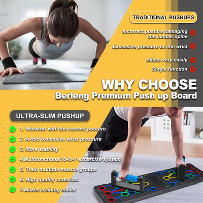 Solid Push Up Board 15 in 1 Home Workout Equipment Multi-Functional Pushup Stands System Fitness Floor Chest Muscle Exercise Professional Equipment Burn Fat Strength Training Arm Men & Women Weights