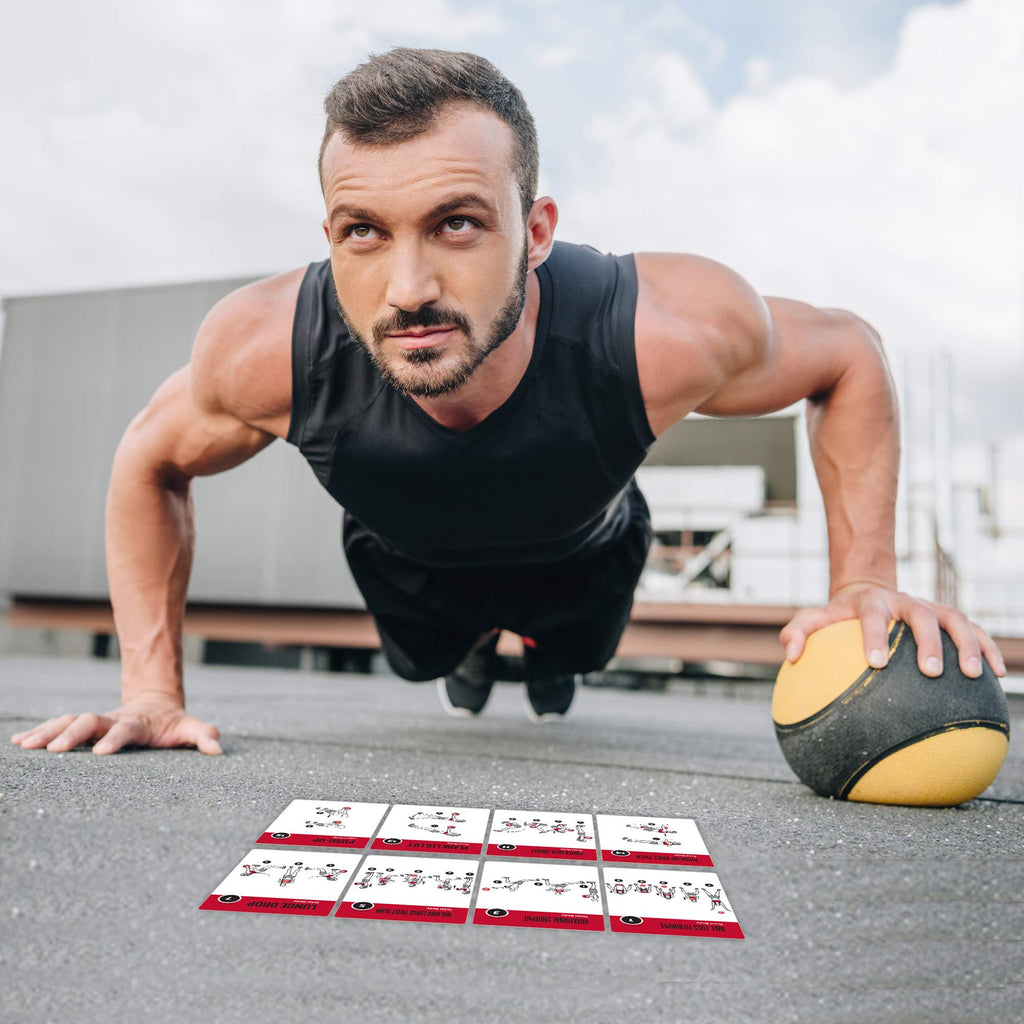 NewMe Fitness Stretching Workout Cards, Instructional Fitness Deck for Women & Men, Beginner Fitness Guide to Training Exercises at Home or Gym