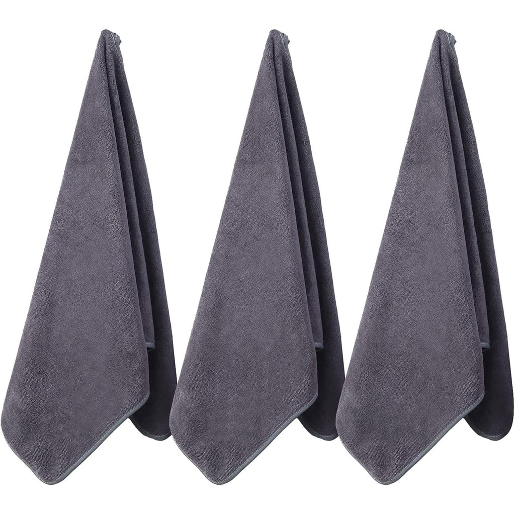 Microfiber Gym Towels Bigger Size Super Soft for Exercise Fitness, Sports, Workout, 380-GSM 15-Inch x 31-Inch Quick-Drying Towels (3 Pack, Grey+Blue+Purple)