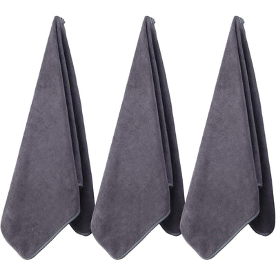 Microfiber Gym Towels Bigger Size Super Soft for Exercise Fitness, Sports, Workout, 380-GSM 15-Inch x 31-Inch Quick-Drying Towels (3 Pack, Grey+Blue+Purple)