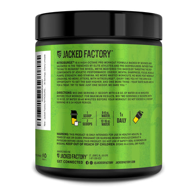 Jacked Factory NITROSURGE Pre Workout Supplement - Endless Energy, Instant Strength Gains, Clear Focus, Intense Pumps - NO Booster & Preworkout Powder with Beta Alanine - 30 Servings, Cherry Limeade