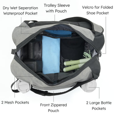 Gym Bag for Men with 2 Upgraded Bottle Holders Convertible Duffle Bag and Gym Backpack Waterproof Sports Bags with Shoes Compartment and Wet Pocket - Black