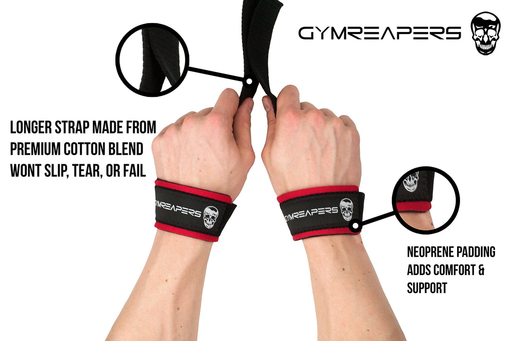 Gymreapers Lifting Wrist Straps for Weightlifting, Bodybuilding, Powerlifting, Strength Training, & Deadlifts - Padded Neoprene with 18 inch Cotton