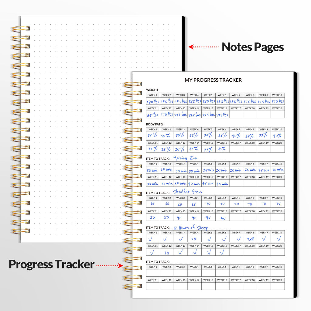 Fitness Journal Workout Planner for Women & Men, A5 (6.4" x 8.3") Workout Journal Log Book Planner Gift for Track Gym Essentials, Home Workouts, Track Progress, Achieve Wellness Goals, Pink