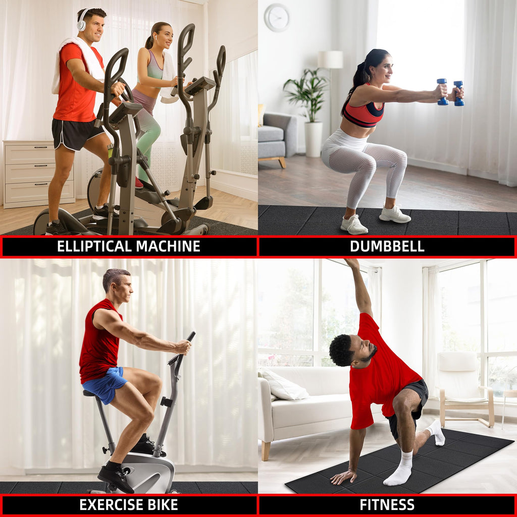 Treadmill Mat, 7'x3'/6'x3'/6'x2.5'/5.6'x2'/4'x2', 6mm Thick Exercise Equipment Gym Mat for Hardwood FloorCarpet, Compatible with Peloton Bike, Indoor Spin Bike, Elliptical