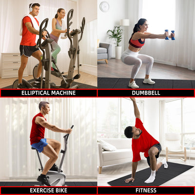 Treadmill Mat, 7'x3'/6'x3'/6'x2.5'/5.6'x2'/4'x2', 6mm Thick Exercise Equipment Gym Mat for Hardwood FloorCarpet, Compatible with Peloton Bike, Indoor Spin Bike, Elliptical