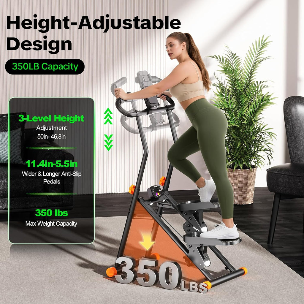 Stair Stepper for Home Gym, 2025 Upgrade Stair Climber with 3-Level Spring Resistance & Height, Non-Slip Pedals and Digital Tracker, Home Exercise Machine for Women and Men, Black