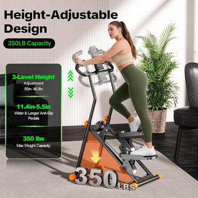 Stair Stepper for Home Gym, 2025 Upgrade Stair Climber with 3-Level Spring Resistance & Height, Non-Slip Pedals and Digital Tracker, Home Exercise Machine for Women and Men, Black
