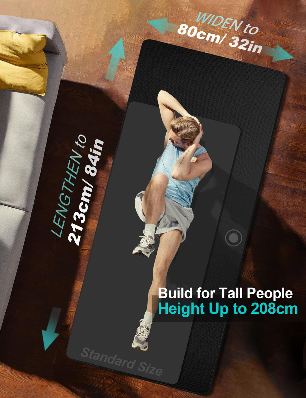 Extra Long & Wide Thick Yoga Mat for Tall Men & Women, 84'' x 32'' x 7mm Oversized Yoga Mat Double-Sided Non Slip, Pro TPE Yoga Mats with Strap