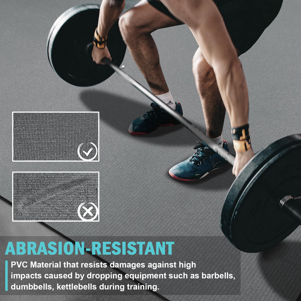 Large Exercise Mat 8'x5'|12'x6' Workout Mat for Home Gym Mats Exercise Heavy Duty Gym Flooring Fitness Mat Large Yoga Mat Cardio Mat for Weightlifting, Jump Rope, MMA, Shoe-Friendly