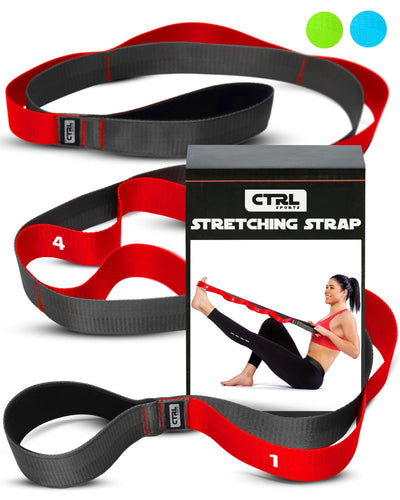 Stretching Strap with Loops - Non Elastic Stretch Band for Physical Therapy, Yoga Strap for Stretching Equipment, Stretch Bands for Exercise and Flexibility - Fascia, Hamstring & Leg Stretcher Belt
