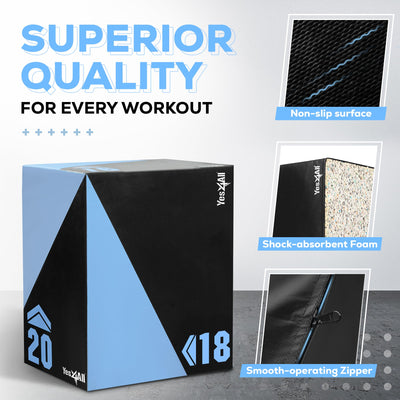 Yes4All 3 in 1 Foam Plyometric Jump Box for Training & Conditioning - Plyo Jump Box for Fitness Workout Exercise
