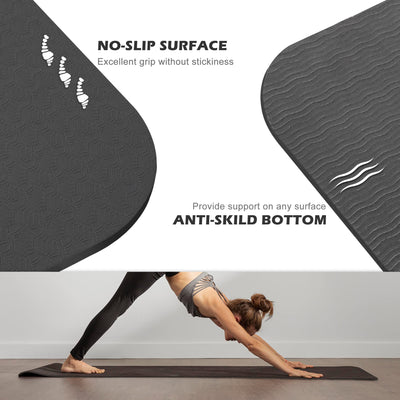 Yoga Mat Non Slip, Pilates Fitness Mats, Eco Friendly, Anti-Tear 1/4" Thick Yoga Mats for Women, Exercise Mats for Home Workout with Carrying Sling and Storage Bag